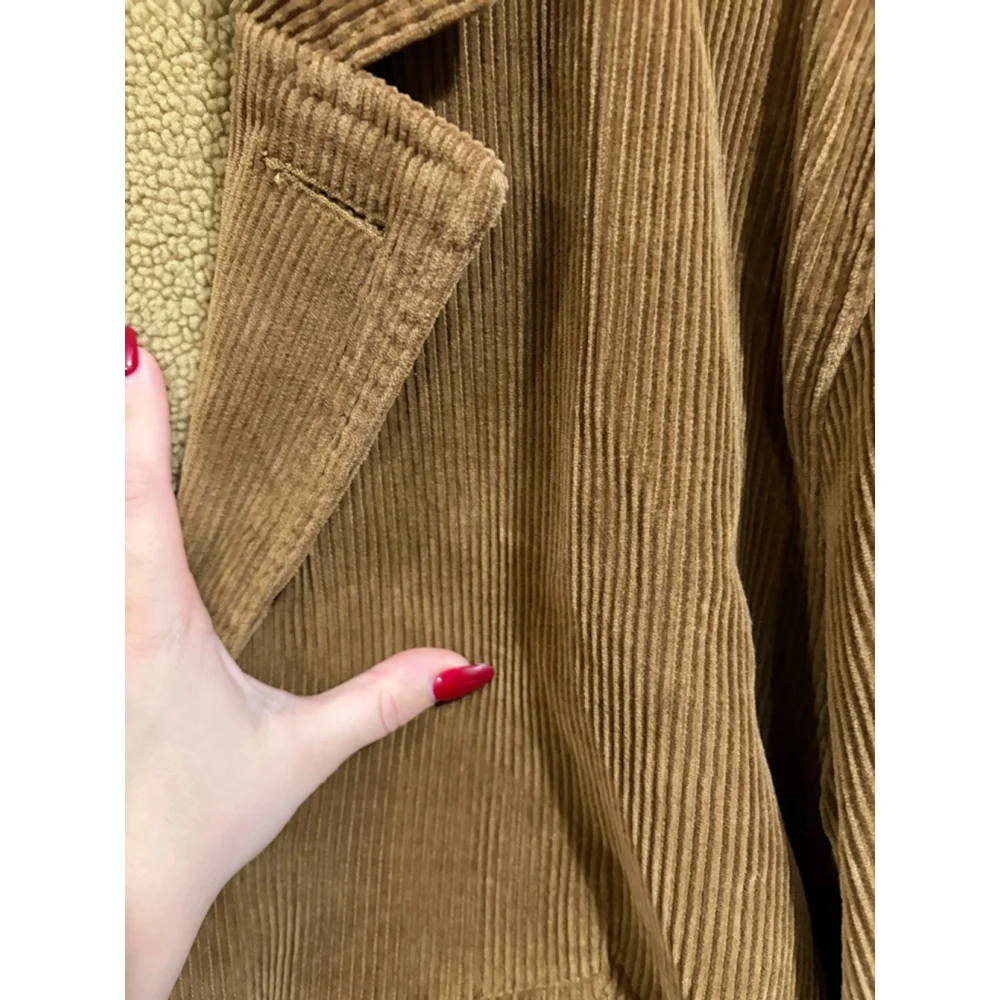 J.Crew Corduroy Sherpa Lined Barn Chore Jacket L Tan Plaid Lined Coat Mens Read
